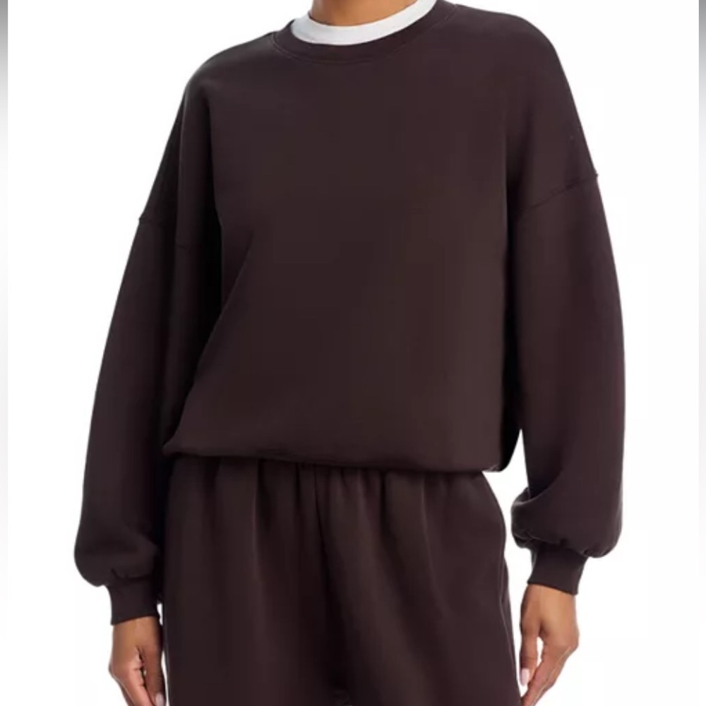 NWT $248 Frame Denim Dark Brown Travel Crew Sweatshirt Size XS - Picture 3 of 12